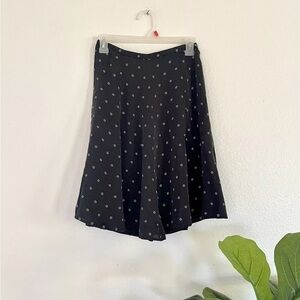 VINTAGE Valerie Stevens black floral flared A line 100% Silk Black Skirt size 2P